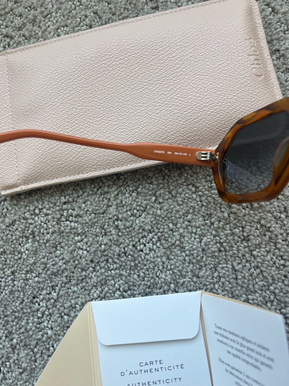 NWOT Chloe Orange Hexagon Frame Sunglasses case, cert of authenticity included - Picture 6 of 13